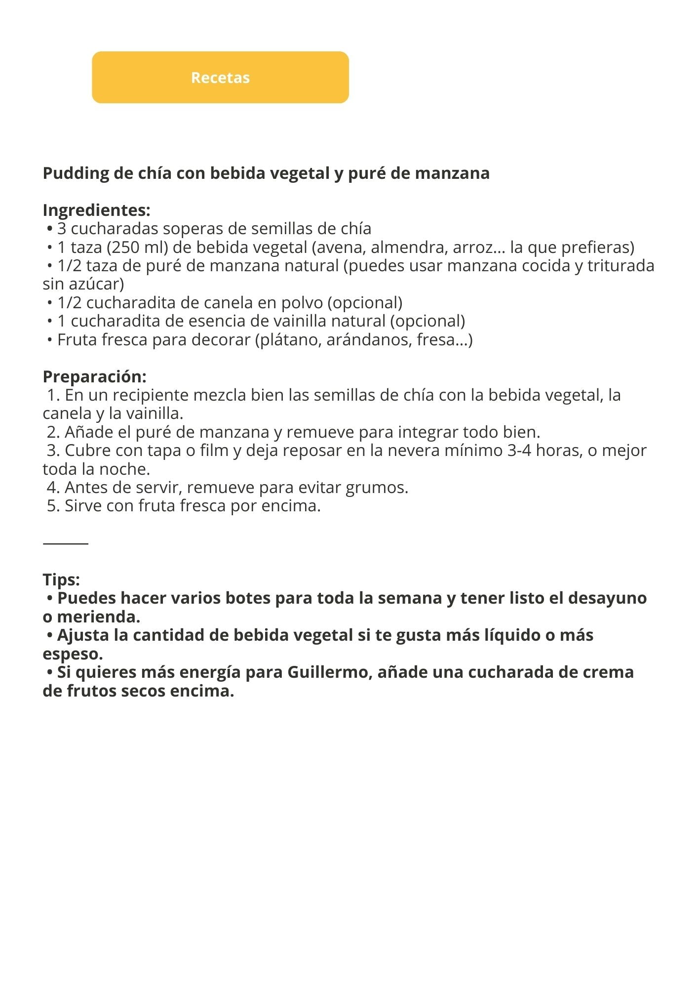 Menú semanal personalizado